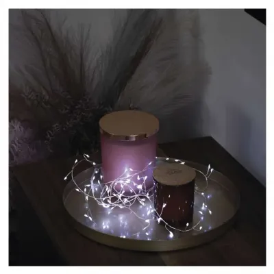 Lampki świąteczne 100LED small nano łezki jeżyk, 2,4m 3xAA zimna biel  IP20 timer EMOS (D3FC01)