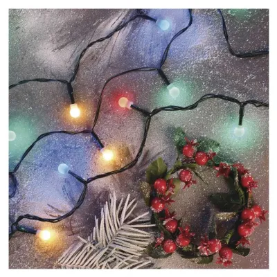 Lampki choinkowe 300 LED cherry 30m multikolor zielony przewód IP44 8 programów timer EMOS (D5AM24)