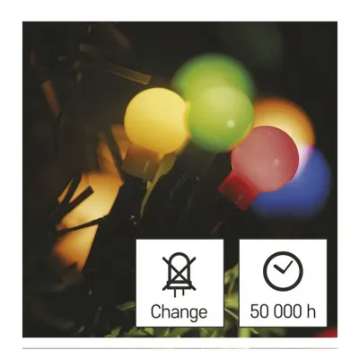 Lampki choinkowe 300 LED cherry 30m multikolor zielony przewód IP44 8 programów timer EMOS (D5AM24)