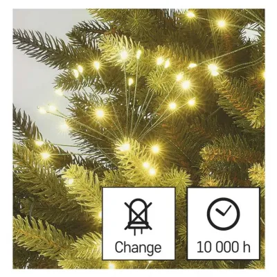 Lampki świąteczne nano łezki frędzle 300 LED 5,2 m ciepła biel IP20 timer EMOS (D3AW10)