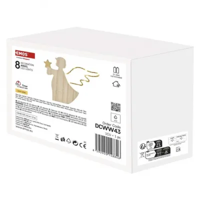 Ozdoba świąteczna anioł 8 LED 13 cm 2x AA ciepła biel IP20 timer EMOS (DCWW43)