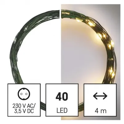 Lampki świąteczne nano łezki 4m 40 LED ciepła biel IP44 timer EMOS (D3AW03)