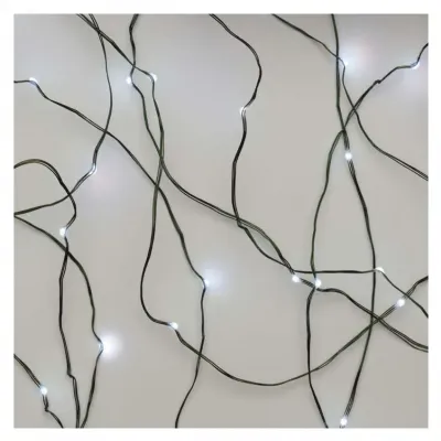 Lampki świateczne nano łezki 75 LED 7,5m zimna biel zielony przewód IP44 timer EMOS (D3AC04)
