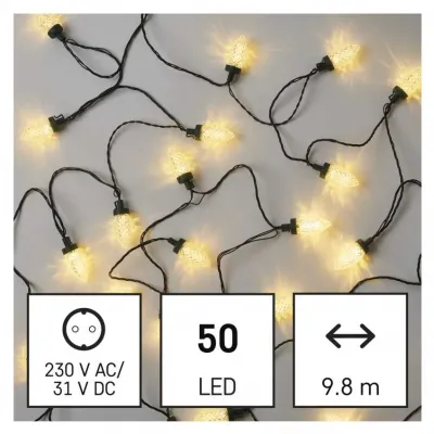 Lampki choinkowe LED szyszki 50 LED 9,8 m ciepła biel zielony przewód 8 programów IP44 EMOS (D5ZW01)