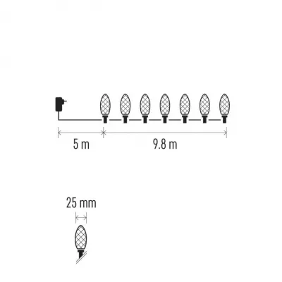Lampki choinkowe LED szyszki 50 LED 9,8 m ciepła biel zielony przewód 8 programów IP44 EMOS (D5ZW01)