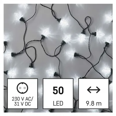 Lampki choinkowe LED szyszki 50 LED 9,8 m zimna biel zielony przewód 8 programów IP44 EMOS (D5ZC01)