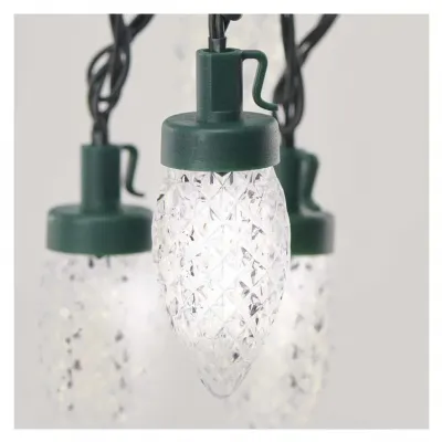 Lampki choinkowe LED szyszki 50 LED 9,8 m zimna biel zielony przewód 8 programów IP44 EMOS (D5ZC01)