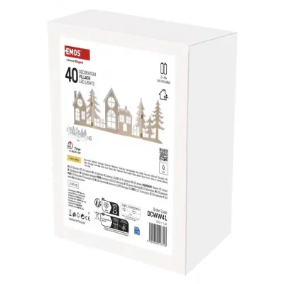 Wioska świąteczna 40 LED 60 cm 2x AA ciepła biel IP20 timer EMOS (DCWW41)