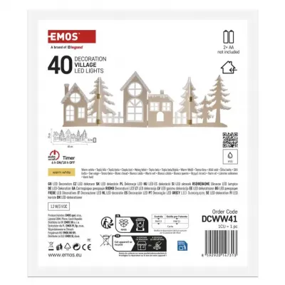 Wioska świąteczna 40 LED 60 cm 2x AA ciepła biel IP20 timer EMOS (DCWW41)