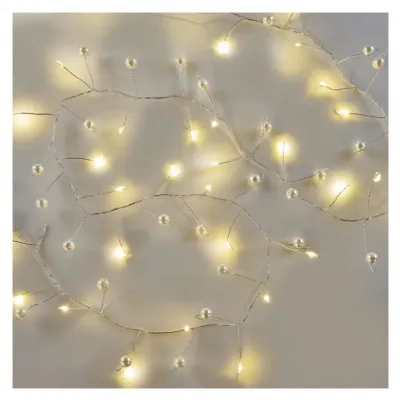 Lampki świąteczne girlanda 40 LED perły 1,2 m 3xAA ciepła biel IP20 timer EMOS (DCGW15)