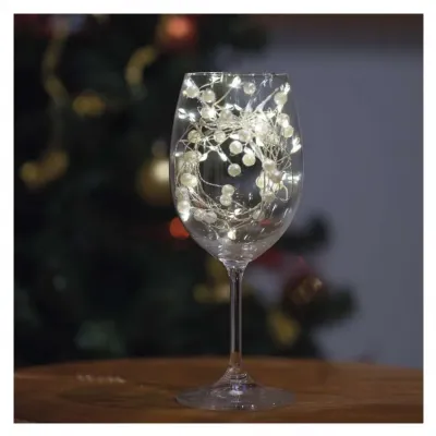 Lampki świąteczne girlanda 40 LED perły 1,2 m 3xAA ciepła biel IP20 timer EMOS (DCGW15)