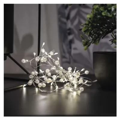 Lampki świąteczne girlanda 40 LED perły 1,2 m 3xAA ciepła biel IP20 timer EMOS (DCGW15)