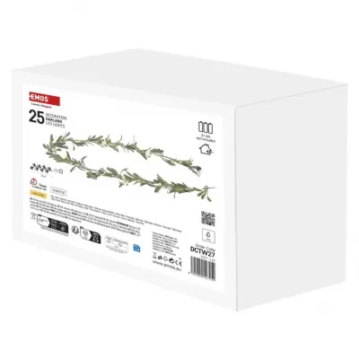 Girlanda świąteczna jemioła 25 LED 1,5 m 3xAA ciepła biel IP20 timer EMOS (DCTW27)