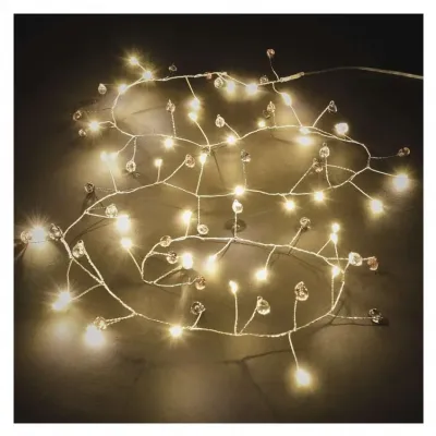 Lampki świąteczne girlanda cyrkonie 40 LED 1,2 m 3x AA ciepła biel IP20 timer EMOS (DCGW16)