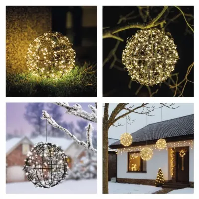Ozdoba świąteczna kula 200 LED 20 cm ciepła biel IP44 EMOS (DCTW33)
