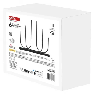 Świecznik świąteczny 6 LED 40 cm 2x AA metal ciepła biel IP20 timer EMOS (DCAW24)