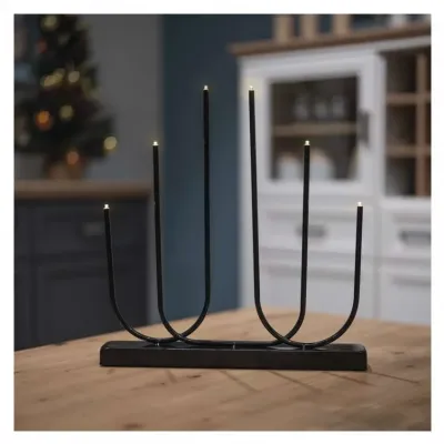 Świecznik świąteczny 6 LED 40 cm 2x AA metal ciepła biel IP20 timer EMOS (DCAW24)