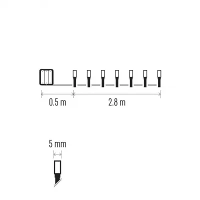 Lampki choinkowe Classic 40 LED 2,8m 3x AA ciepła biel czarny IP44 timer EMOS (D4FW01)
