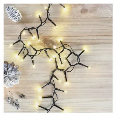 Lampki choinkowe LED Classic Cluster jeżyk 300 LED 6m ciepła biel czarny IP44 timer EMOS (D4BW04)