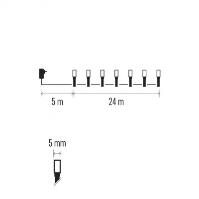 Lampki choinkowe Classic 240 LED 24m ciepła biel zielony przewód IP44 8 program. timer EMOS (D4AW25)