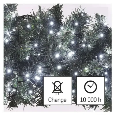 Lampki choinkowe LED Classic jeżyk 400 LED 8m zimna biel IP44 timer EMOS (D4BC02)