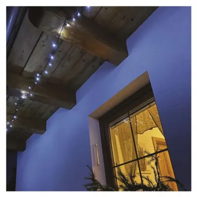 Lampki choinkowe Classic 40 LED 4m zimna biel zielony przewód IP44 8 programów timer EMOS (D4AC21)