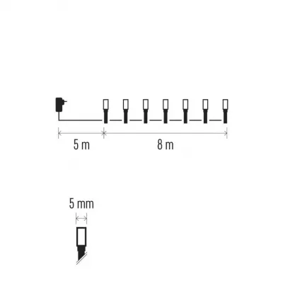 Lampki choinkowe Classic 80 LED 8m zimna biel IP44 8 programów timer EMOS (D4AC22)
