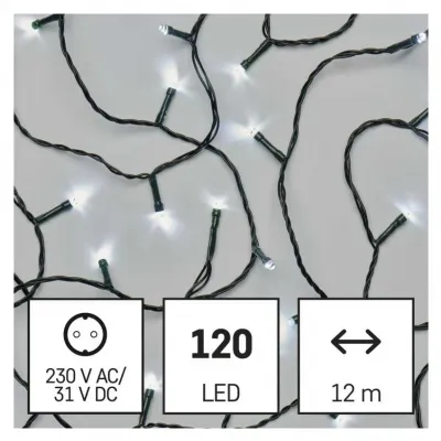 Lampki choinkowe Classic 120 LED 12m zimna biel IP44 8 programów timer EMOS (D4AC23)
