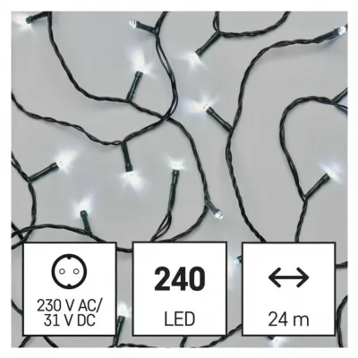 Lampki choinkowe Classic 240 LED 24m zimna biel IP44 8 programów timer EMOS (D4AC25)