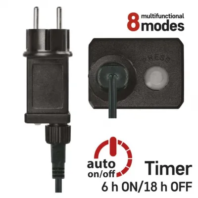 Lampki choinkowe Classic 240 LED 24m multikolor ziel. przew. IP44 8 programów timer EMOS (D4AM25)
