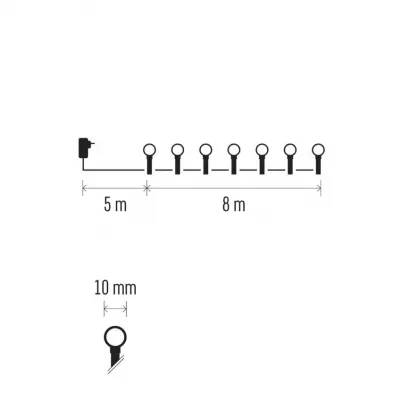 Lampki choinkowe 80 LED cherry 8m ciepła biel zielony przewód IP44 8 programów timer EMOS (D5AW22)