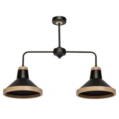 MILAGRO Lampa sufitowa SALMA BLACK / WOOD 2xE27 (MLP6296)