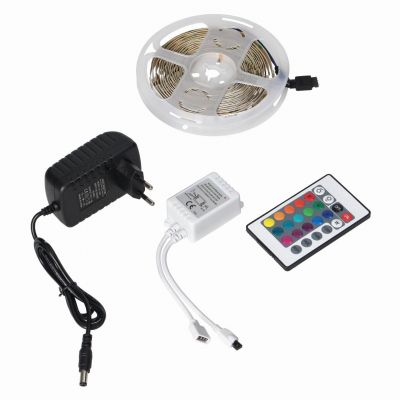 Zestaw taśma LED 12V 5050 150 30L 7.2W/m IP20 RGB 5m +Sterownik RGB +Zasilacz 12V LD-6/5M/RGB/SET ORNO (LD-6/5M/RGB/SET)