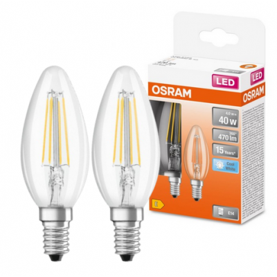 Żarówka LED /2szt./ Świeczka E14 4W=40W 470lm neutralna biel Filament OSRAM (4058075435261)