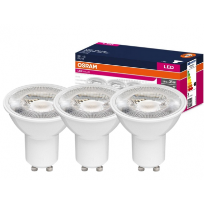 Żarówka LED /3szt./Reflektor GU10 2,8W=35W 230lm 2700K ciepła biel 36st OSRAM (4058075497375)