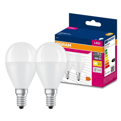 Żarówka LED /2szt./ Kulka E14 6,5W=60W 806lm 3000K ciepła biel OSRAM (4058075627208)