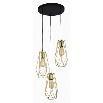 TK-Lighting lampa wisząca Lugo Gold 3xE27 max 60W czarna/złota (2697)