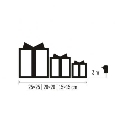 Świąteczne prezenty 72 LED 15/20/25 cm złote zimna biel IP44 (DCFC14)