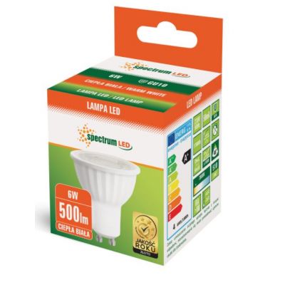 Żarówka LED z soczewką GU10 6W 45st 3000K ciepła biel  WOJ+14092 Spectrum Led (WOJ+14092)