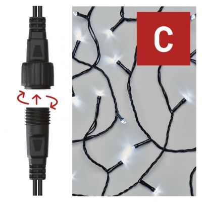 Lampki choinkowe łączone Standard kurtyna 100LED 1x2m zimna biel IP44 timer (D1EC01)