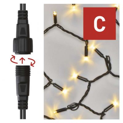 Lampki choinkowe łączone Profi łańcuch 50LED 5m ciepła biel IP44 timer (D2AW01)