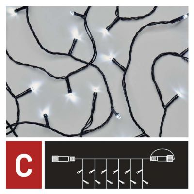 Lampki choinkowe łączone Standard kurtyna 100LED 1x2m zimna biel IP44 timer EMOS (D1EC01)