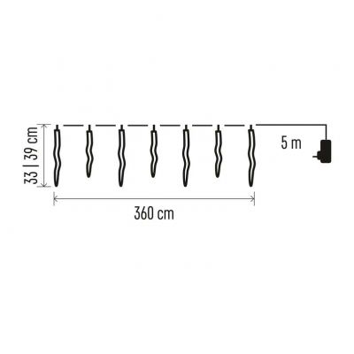 Lampki świąteczne sopel 60 LED 3,6 m zimna biel IP44 (DCPC07)