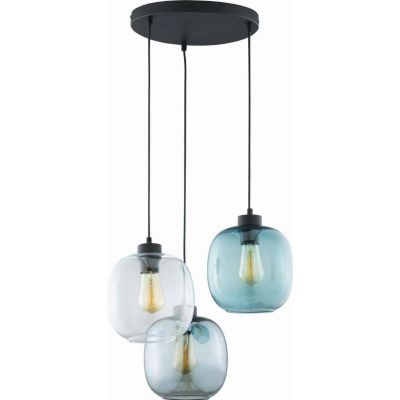 TK-Lighting lampa wisząca Elio 3xE27 max 60W czarna/niebieska/transparent/grafit lister (3184)