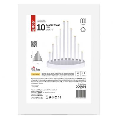 Świecznik biały 10LED 25cm ciepła biel IP20 timer (DCAW01)