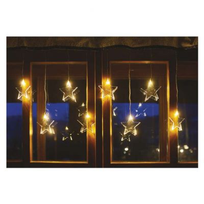 Lampki choinkowe sople gwiazdki 8LED 45x84cm ciepła biel IP44 timer EMOS (DCGW02)