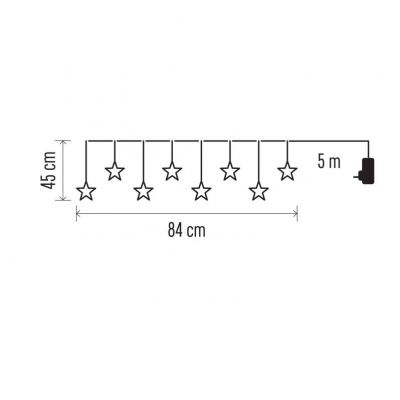 Lampki choinkowe sople gwiazdki 8LED 45x84cm ciepła biel IP44 timer EMOS (DCGW02)