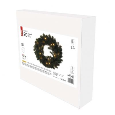 Świąteczny wianek 20LED 40 cm ciepła biel IP20 timer (DCTW05)