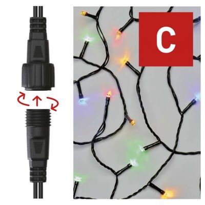 Lampki choinkowe łączone Standard łańcuch 100LED 10m multikolor IP44 timer (D1AM03)