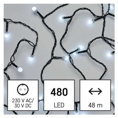 Lampki choinkowe kulki 480LED 48m zimna biel IP44 timer EMOS (D5AC05)